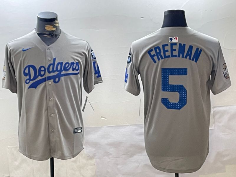 Men Los Angeles Dodgers #5 Freeman Grey Game 2024 Nike MLB Jersey style 11206